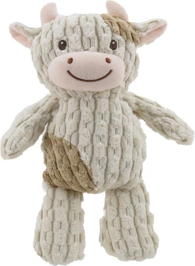 Linzy Plush Cow Dog Toy, Soft Squeaky Chew Toy for Small Medium Large Dogs, White and Tan, Interactive Pet Toy, 12 Inch - Image 1